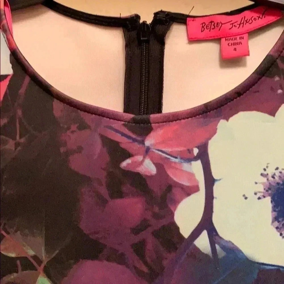 Betsey Johnson Floral Scuba Fit & Flare Dress Knee Length Party - Picture 4 of 7